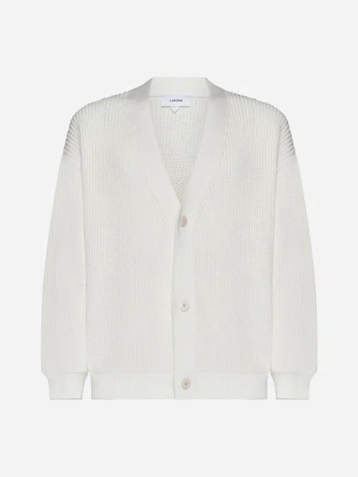 Shop Lardini Cotton Cardigan In White