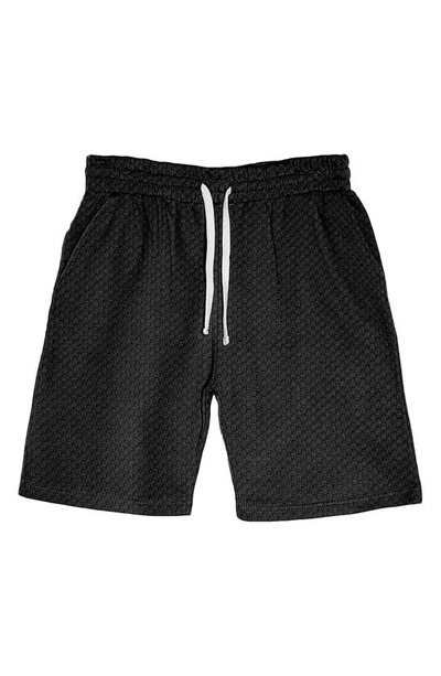 Shop Fleece Factory Check Drawstring Shorts In Black
