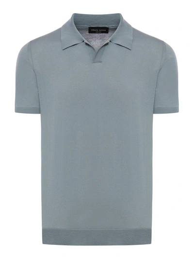 Shop Roberto Collina Serafino Polo Shirt In Cotton In Grey