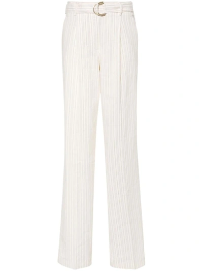 Shop Liu •jo Liu Jo Striped Pattern Trousers In Marrone E Beige