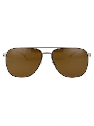 Shop Mykita Sunglasses In 508 Silver/blue Velvet Polarized Pro Amber