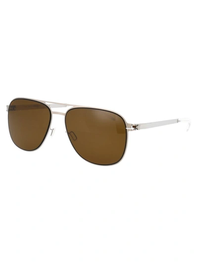 Shop Mykita Sunglasses In 508 Silver/blue Velvet Polarized Pro Amber