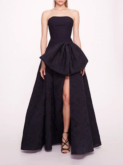 Shop Marchesa Calathea Gown In Navy