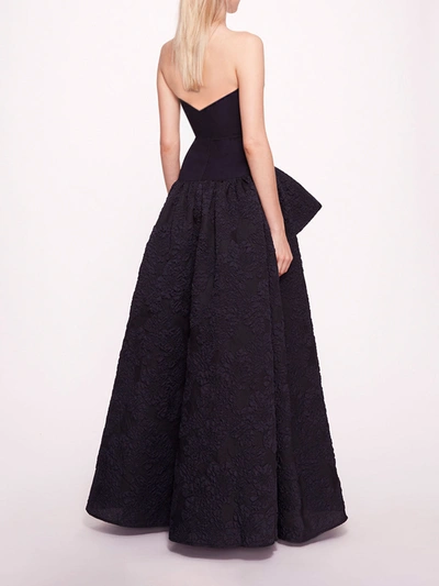 Shop Marchesa Calathea Gown In Navy