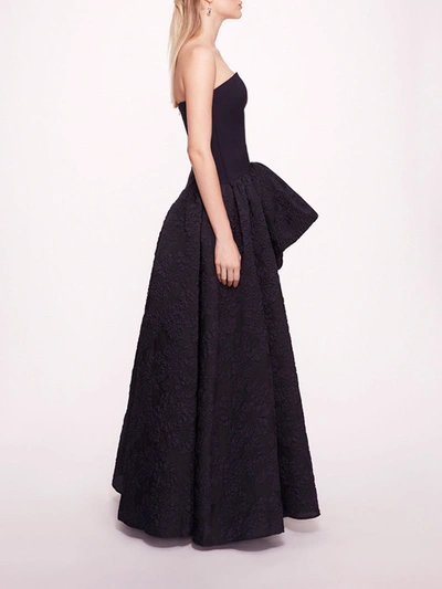 Shop Marchesa Calathea Gown In Navy