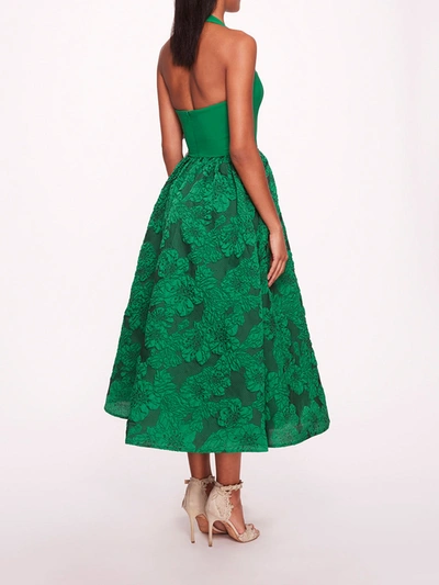 Shop Marchesa Calathea Halter Dress In Emerald