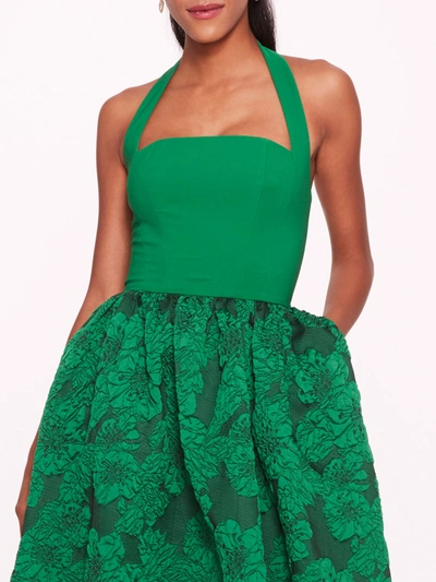 Shop Marchesa Calathea Halter Dress In Emerald