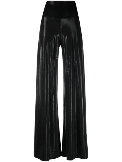 Shop Norma Kamali High-waisted Flared Trousers In Black