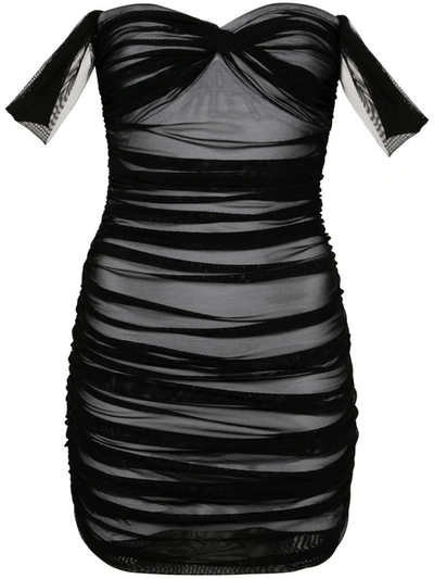 Shop Norma Kamali Walter Short Dress With Ruffles In Black