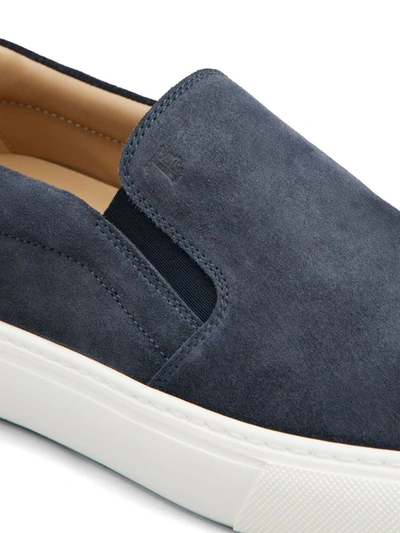 Shop Tod's Suede Slip-on Loafers In Blue
