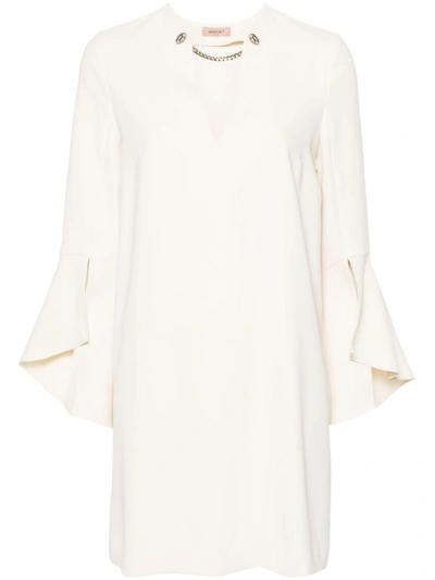 Shop Twinset Rhinestone Detail Dress In White