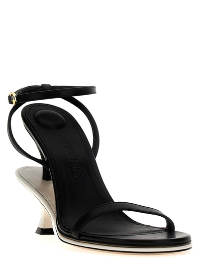 Shop Jacquemus Les Doubles Sandales Sandals White/black