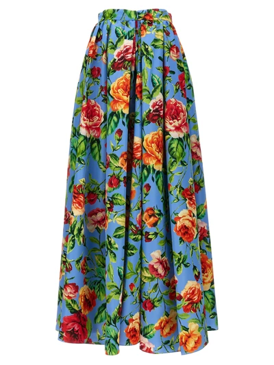 Shop Carolina Herrera Long Floral Skirt Skirts Multicolor