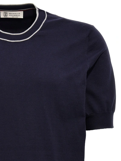 Shop Brunello Cucinelli Short Sleeve Sweater Sweater, Cardigans Blue