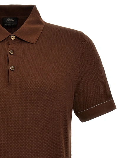 Shop Brioni Textured  Shirt Polo Brown