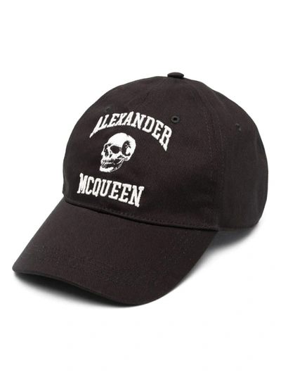 Shop Alexander Mcqueen Logo Cotton Baseball Cap In Black