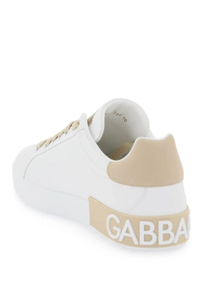 Shop Dolce & Gabbana "leather Portofino Sneakers With Dg In Multicolor
