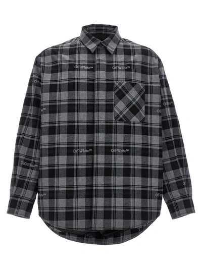 Shop Off-white 'check Flannel Padded' Jacket In Gray