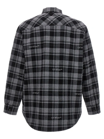 Shop Off-white 'check Flannel Padded' Jacket In Gray