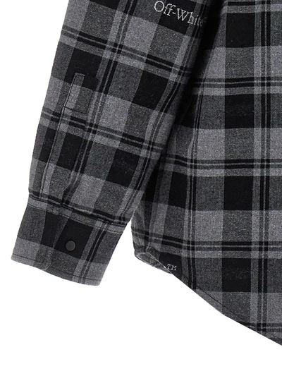 Shop Off-white 'check Flannel Padded' Jacket In Gray