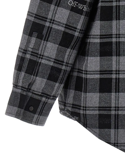 Off-white Plaid Pattern Button-down Collar Shirt In Gray