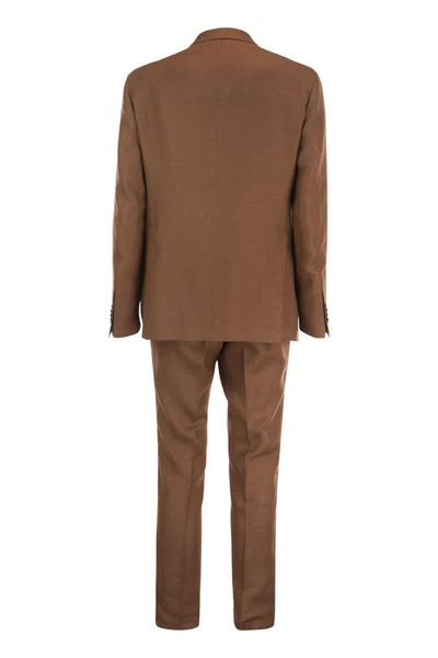 Shop Tagliatore Linen Suit In Brown