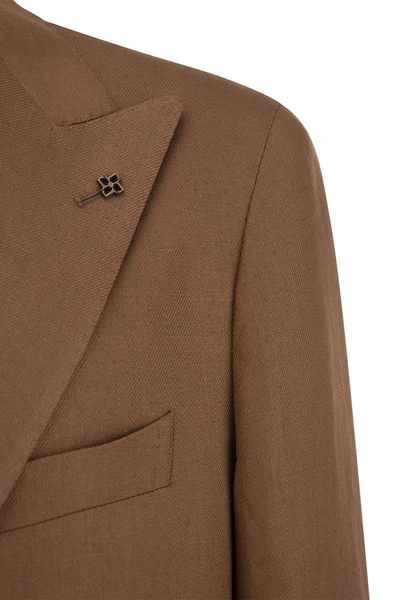 Shop Tagliatore Linen Suit In Brown