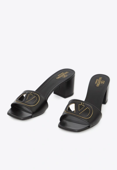 Shop Valentino 60 Vlogo Signature Leather Sandals In Black