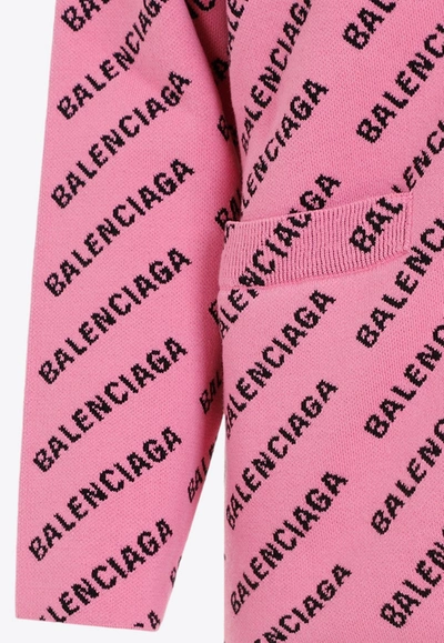 Shop Balenciaga All-over Logo Cardigan In Pink