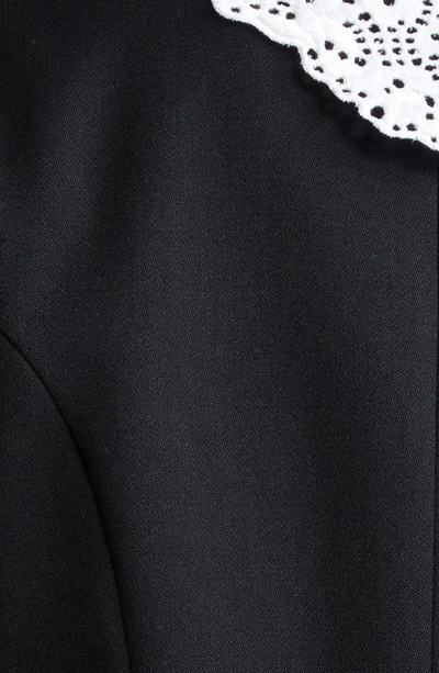 Shop Simone Rocha Double Breasted Tailcoat With Eyelet Collar Overlay In Black/ White