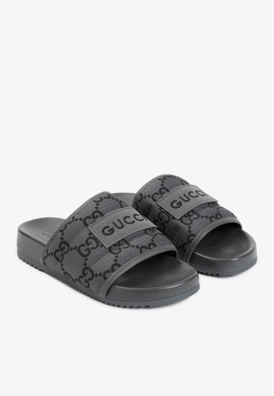 Shop Gucci All-over Logo Slides In Grey