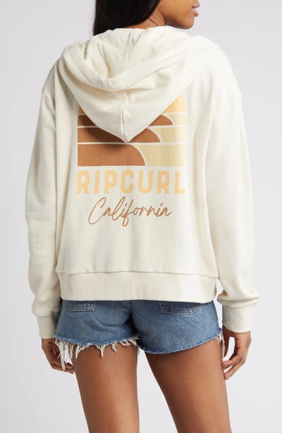 Shop Rip Curl Line-up Cotton Graphic Zip-up Hoodie In California Bone