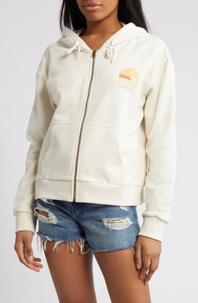 Shop Rip Curl Line-up Cotton Graphic Zip-up Hoodie In California Bone