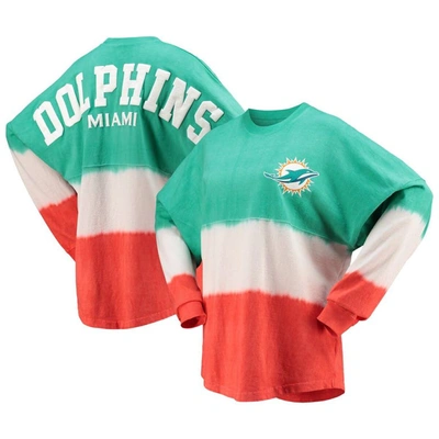 Shop Fanatics Branded Aqua/white Miami Dolphins Ombre Long Sleeve T-shirt