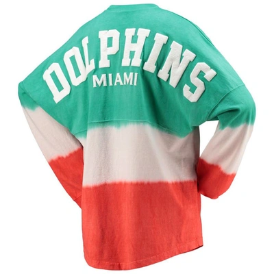 Shop Fanatics Branded Aqua/white Miami Dolphins Ombre Long Sleeve T-shirt
