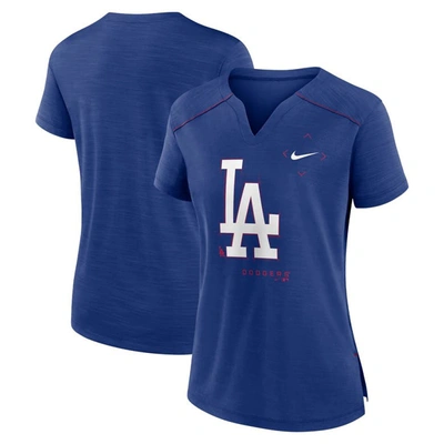 Shop Nike Royal Los Angeles Dodgers Pure Pride Boxy Performance Notch Neck T-shirt