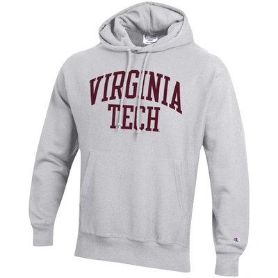 Shop Champion Heathered Gray Virginia Tech Hokies Team Arch Reverse Weave Pullover Hoodie In Heather Gray