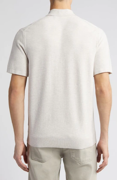Shop Theory Goris Lightweight Knit Polo Shirt In Melange Ivory