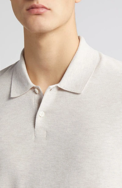 Shop Theory Goris Lightweight Knit Polo Shirt In Melange Ivory