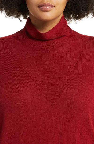 Shop Marina Rinaldi Oversize Wool Blend Mock Neck Sweater In Red