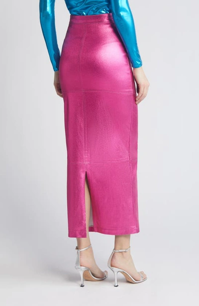 Nikki Lund Iggy Metallic Maxi Skirt In Pink