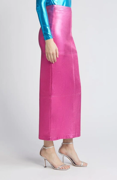 Nikki Lund Iggy Metallic Maxi Skirt In Pink