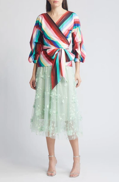 Shop Nikki Lund Anna Tie Waist Wrap Top In Rainbow