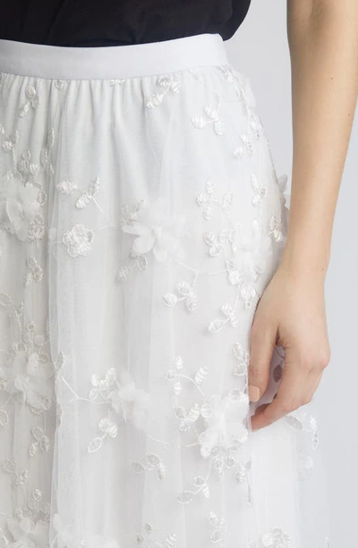 Nikki Lund Audra Floral Appliqué Chiffon Maxi Skirt In White