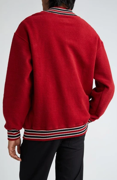Shop Rhude Logo Patch Quarter Zip Varsity Pullover In Vintage Red
