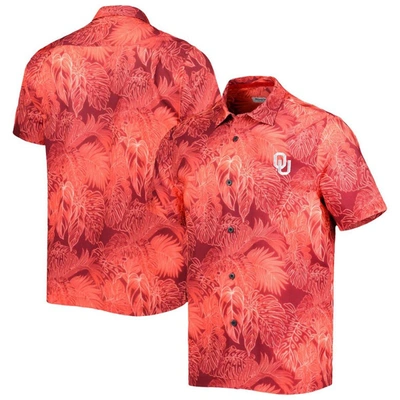 Shop Tommy Bahama Crimson Oklahoma Sooners Bahama Coast Luminescent Fronds Islandzone Camp Shirt