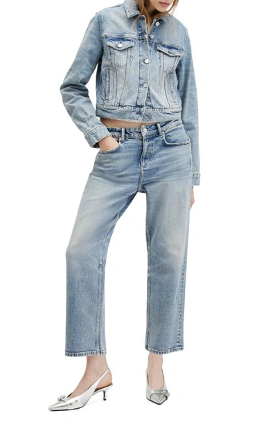 Shop Allsaints Ida High Waist Straight Leg Crop Jeans In Vintage Indigo