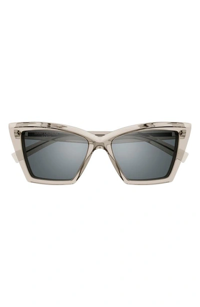 Shop Saint Laurent 54mm Cat Eye Sunglasses In Beige