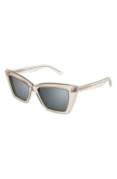 Shop Saint Laurent 54mm Cat Eye Sunglasses In Beige
