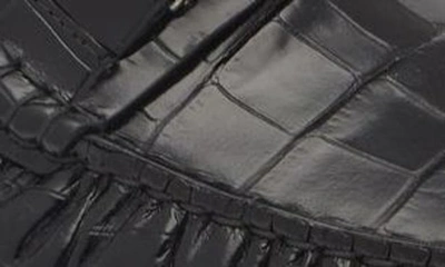 Shop Versace Greca Croc Embossed Driving Loafer In Black Ruthenium